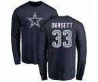 Dallas Cowboys #33 Tony Dorsett Navy Blue Name & Number Logo Long Sleeve T-Shirt