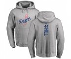 Los Angeles Dodgers #44 Rich Hill Ash Backer Pullover Hoodie