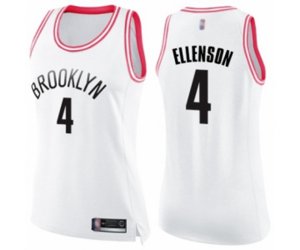 Women\'s Brooklyn Nets #4 Henry Ellenson Swingman White Pink Fashion Basketball Jersey