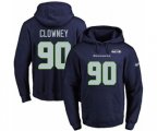 Seattle Seahawks #90 Jadeveon Clowney Navy Blue Name & Number Pullover Hoodie