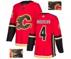 Calgary Flames #4 Rasmus Andersson Authentic Red Fashion Gold Hockey Jersey