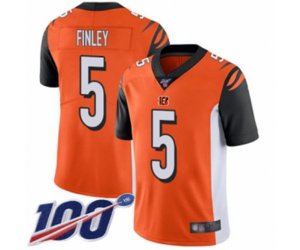 Cincinnati Bengals #5 Ryan Finley Orange Alternate Vapor Untouchable Limited Player 100th Season Football Jersey