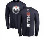 Edmonton Oilers #98 Jesse Puljujarvi Navy Blue Backer Long Sleeve T-Shirt