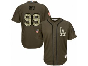 Los Angeles Dodgers #99 Hyun-Jin Ryu Authentic Green Salute to Service MLB Jersey