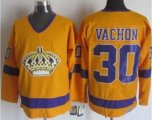 Los Angeles Kings #30 Rogie Vachon Yellow Purple CCM Throwback Stitched Hockey Jersey