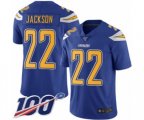 Los Angeles Chargers #22 Justin Jackson Limited Electric Blue Rush Vapor Untouchable 100th Season Football Jersey
