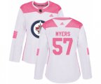 Women Winnipeg Jets #57 Tyler Myers Authentic White Pink Fashion NHL Jersey