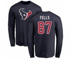Houston Texans #87 Darren Fells Navy Blue Name & Number Logo Long Sleeve T-Shirt