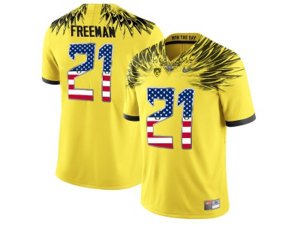 2016 US Flag Fashion 2016 Men\'s Oregon Duck Royce Freeman #21 College Football Electric Lightning Limited Jerseys - Yellow
