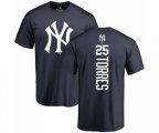 MLB Nike New York Yankees #25 Gleyber Torres Navy Blue Backer T-Shirt
