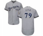 Milwaukee Brewers Trey Supak Grey Road Flex Base Authentic Collection Baseball Player Jersey