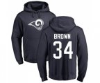 Los Angeles Rams #34 Malcolm Brown Navy Blue Name & Number Logo Pullover Hoodie