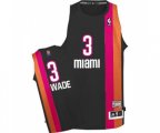 Miami Heat #3 Dwyane Wade Authentic Black ABA Hardwood Classic Basketball Jersey