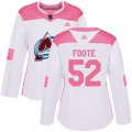 Women's Colorado Avalanche #52 Adam Foote Authentic White Pink Fashion NHL Jersey