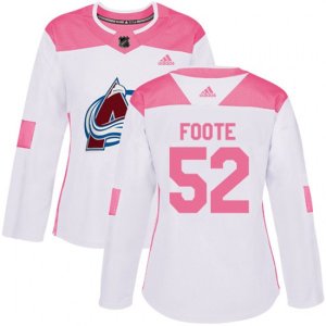 Women\'s Colorado Avalanche #52 Adam Foote Authentic White Pink Fashion NHL Jersey