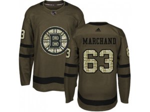 Adidas Boston Bruins #63 Brad Marchand Green Salute to Service Stitched NHL Jersey