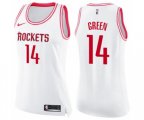 Women's Houston Rockets #14 Gerald Green Swingman White Pink Fashion Basketball Jersey