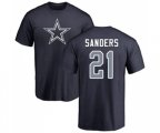 Dallas Cowboys #21 Deion Sanders Navy Blue Name & Number Logo T-Shirt