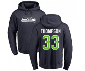 Seattle Seahawks #33 Tedric Thompson Navy Blue Name & Number Logo Pullover Hoodie