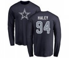 Dallas Cowboys #94 Charles Haley Navy Blue Name & Number Logo Long Sleeve T-Shirt