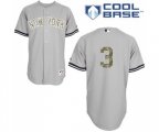 New York Yankees #3 Babe Ruth Authentic Grey USMC Cool Base Baseball Jersey