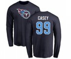 Tennessee Titans #99 Jurrell Casey Navy Blue Name & Number Logo Long Sleeve T-Shirt