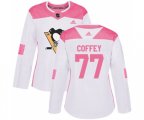 Women Adidas Pittsburgh Penguins #77 Paul Coffey Authentic White Pink Fashion NHL Jersey