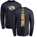 Nashville Predators #17 Scott Hartnell Navy Blue Backer Long Sleeve T-Shirt