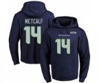 Seattle Seahawks #14 D.K. Metcalf Navy Blue Name & Number Pullover Hoodie