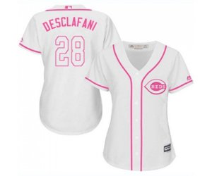 Women\'s Cincinnati Reds #28 Anthony DeSclafani Replica White Fashion Cool Base Baseball Jersey
