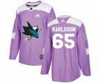 Adidas San Jose Sharks #65 Erik Karlsson Authentic Purple Fights Cancer Practice NHL Jersey