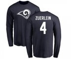 Los Angeles Rams #4 Greg Zuerlein Navy Blue Name & Number Logo Long Sleeve T-Shirt
