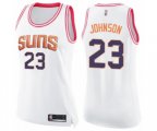 Women's Phoenix Suns #23 Cameron Johnson Swingman White Pink Fashion Basketball Jersey