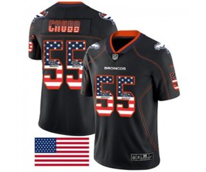 Denver Broncos #55 Bradley Chubb Limited Black Rush USA Flag Football Jersey