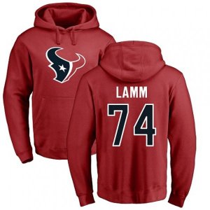 Houston Texans #74 Kendall Lamm Red Name & Number Logo Pullover Hoodie