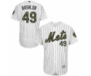 New York Mets Tyler Bashlor Authentic White 2016 Memorial Day Fashion Flex Base Baseball Player Jersey