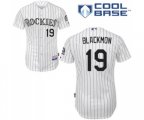 Colorado Rockies #19 Charlie Blackmon Replica White Home Cool Base Baseball Jersey