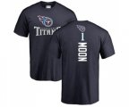 Tennessee Titans #1 Warren Moon Navy Blue Backer T-Shirt