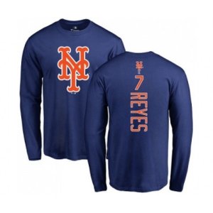 New York Mets #7 Jose Reyes Royal Blue Backer Long Sleeve T-Shirt