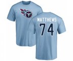 Tennessee Titans #74 Bruce Matthews Light Blue Name & Number Logo T-Shirt