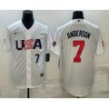 USA Baseball #7 Tim Anderson Number 2023 White World Baseball Classic Stitched Jerseys