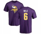 Minnesota Vikings #6 Matt Wile Purple Name & Number Logo T-Shirt