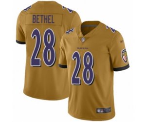 Baltimore Ravens #28 Justin Bethel Limited Gold Inverted Legend Football Jersey