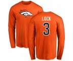 Denver Broncos #3 Drew Lock Orange Name & Number Logo Long Sleeve T-Shirt