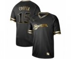 Milwaukee Brewers #15 Cecil Cooper Authentic Black Gold Fashion Baseball Jersey
