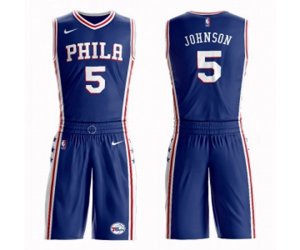 Philadelphia 76ers #5 Amir Johnson Swingman Blue Basketball Suit Jersey - Icon Edition