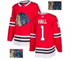 Chicago Blackhawks #1 Glenn Hall Authentic Red Fashion Gold NHL Jersey