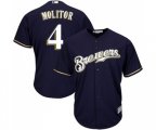 Milwaukee Brewers #4 Paul Molitor Replica Navy Blue Alternate Cool Base Baseball Jersey