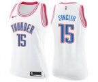 Women's Oklahoma City Thunder #15 Kyle Singler Swingman White Pink Fashion Basketball Jersey