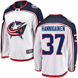 Columbus Blue Jackets #37 Markus Hannikainen Fanatics Branded White Away Breakaway NHL Jersey